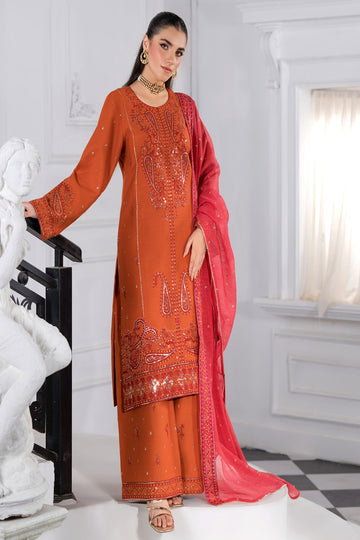 HEERA'S | ZARQAAB | BURNT ORANGE CRIMSON