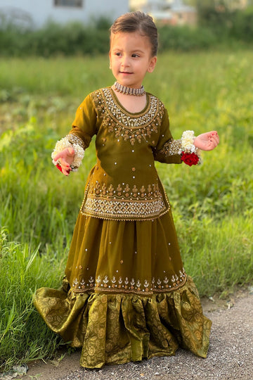 KHANAK | OLIVE GREEN LEHENGA KL 005