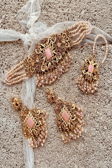 KOH-E-GEM | JEWELLERY | NAYAB CHOKER SET – PINK